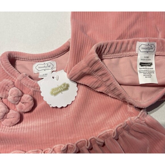 Mud Pie Baby Pink Velour Outfit Size 0-3 Month New With Tag - Picture 4 of 6